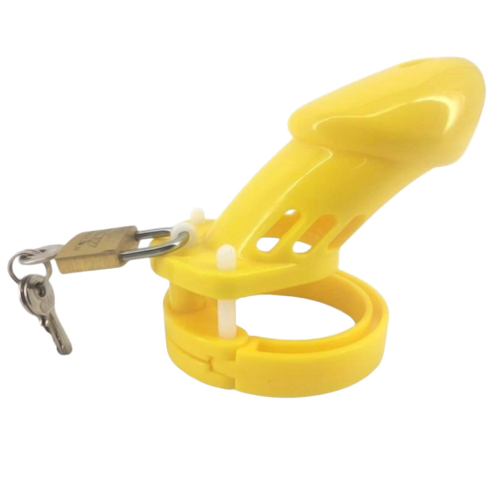 Yellow Silicone Bellied Sissy Male Chastity Device Lock The Cock Cage Product For Sale Image 1