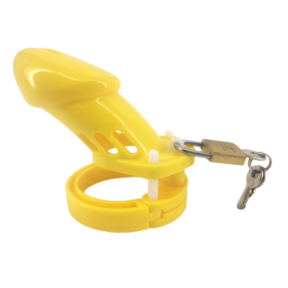 Yellow Silicone Bellied Sissy Male Chastity Device Lock The Cock Cage Product For Sale Image 7