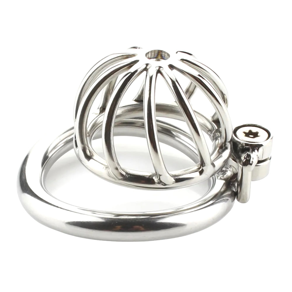 Embrace restraint with our stainless steel cock cage. Focus on pleasing your Miss. Feel your clit throb as every drip and leak builds desire. Secure with allen-key lock, stay dripping with anticipation.