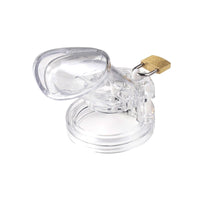 Introducing the perfect chastity cage. Made from transparent plastic, its curved design ensures comfort. Multiple rings provide a perfect fit for all sized needs, securely enclosing your testicles. Available in large and small sizes.