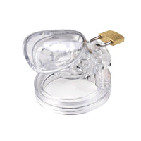 Discover the safest place for your chastity with our transparent plastic cage available in two sizes, with piercings options. It's possible to find your perfect fit, offering comfort, security, and multiple options.