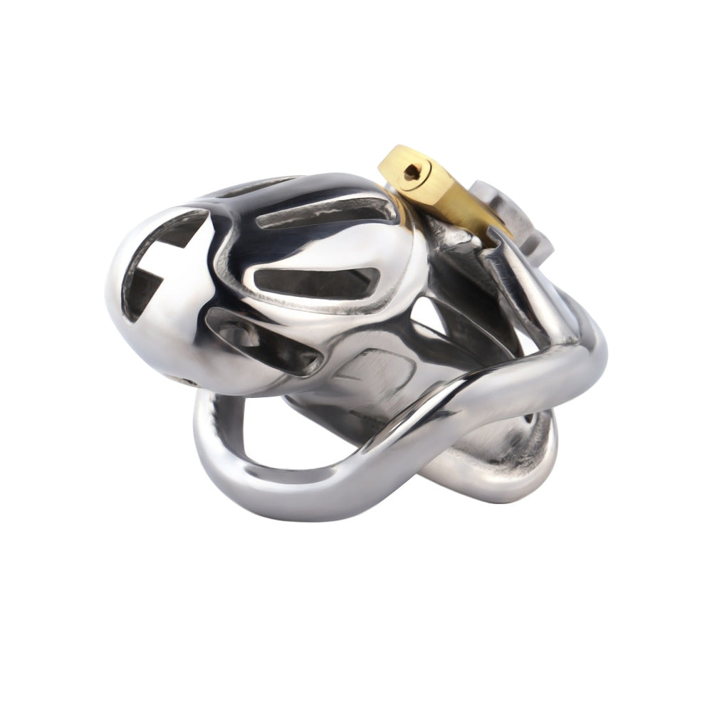Chastity cage for Men Steel Chastity Devices Cock cage Male Chastity Belts  Penis cage Premium Metal Silver Locked Cage Sex Toy for Men Belt Urethral