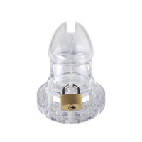 Feel the unbreakable security of this lightweight transparent plastic cage, solving problems of discomfort. With customizable ring sizes, it's a medical-grade tool preventing harmful irritations, ensuring you're secure without thoughts of removal. Perfect for teasing with a flat cage design.
