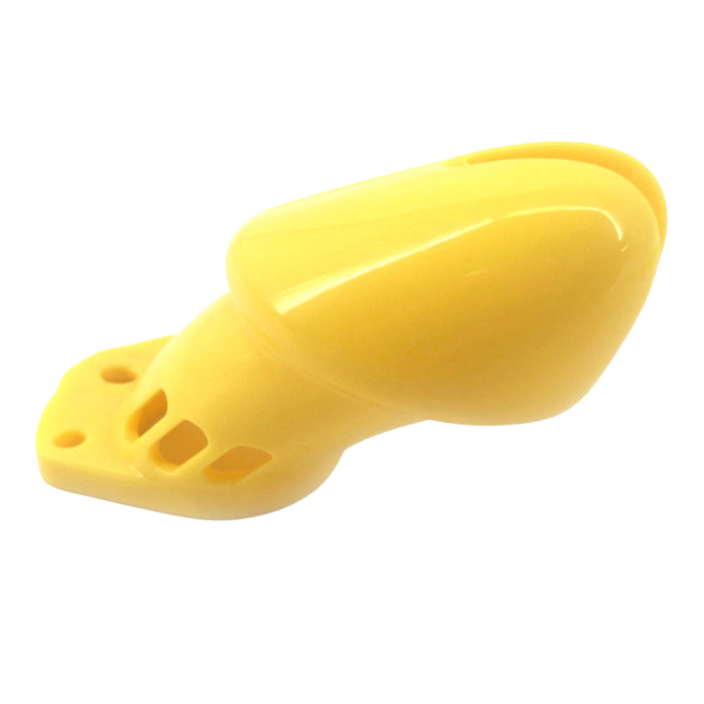 Yellow Silicone Bellied Sissy Male Chastity Device Lock The Cock Cage Product For Sale Image 5