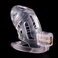Experience unparalleled control with our rubber cage. This resin male device holds you straight and secure, hiding even the tiniest movements. Tease and please as you focus on her clit while you're comfortably held.