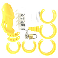 Yellow Silicone Bellied Sissy Male Chastity Device Lock The Cock Cage Product For Sale Image 18