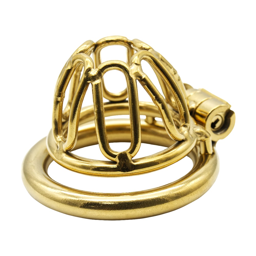 Experience the perfect fit between comfort and security with our luxurious gold cage. Its narrow design prevents slipping, while adjustable base rings accommodate any length for a snug embrace.