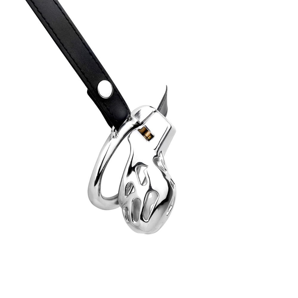 Surrender to your keyholder's control with our sleek cage. The ventilated design ensures hygiene, and the adjustable strap provides a much-needed, secure fit for solo or permanent use.
