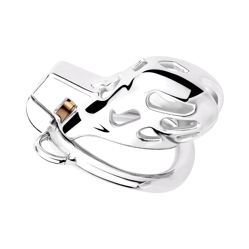 Discover unparalleled chastity with our cage designed for Prince Albert piercings. This elegant device combines premium stainless steel with a snug fit, ensuring security and comfort.