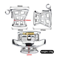 Experience ultimate confinement with this ergonomic stainless steel chastity cage. Designed like a jailhouse, its custom fit prevents pull-outs while wearing, ensuring secure and comfortable restraint.
