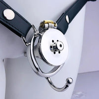 Enhance your girly side with this inverted male chastity device. Perfect under clothes, stockings, and tights, it offers complete control with a sound chastity experience. Wear with heels for ultimate femininity and submission.
