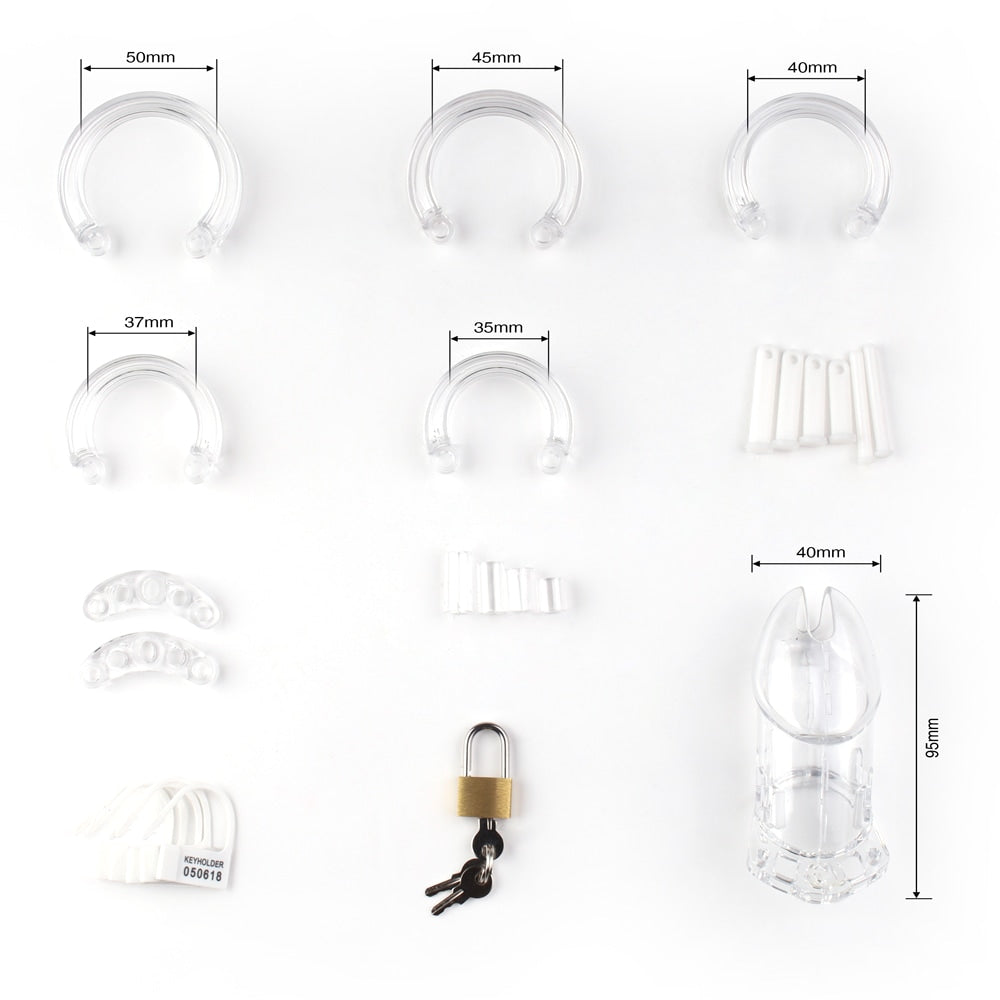 Transparent and lightweight, the ensures a snug fit with customizable rings, providing visual tease for first-time keyholders. Wear the key as a necklace, enhancing intimacy in all stages.