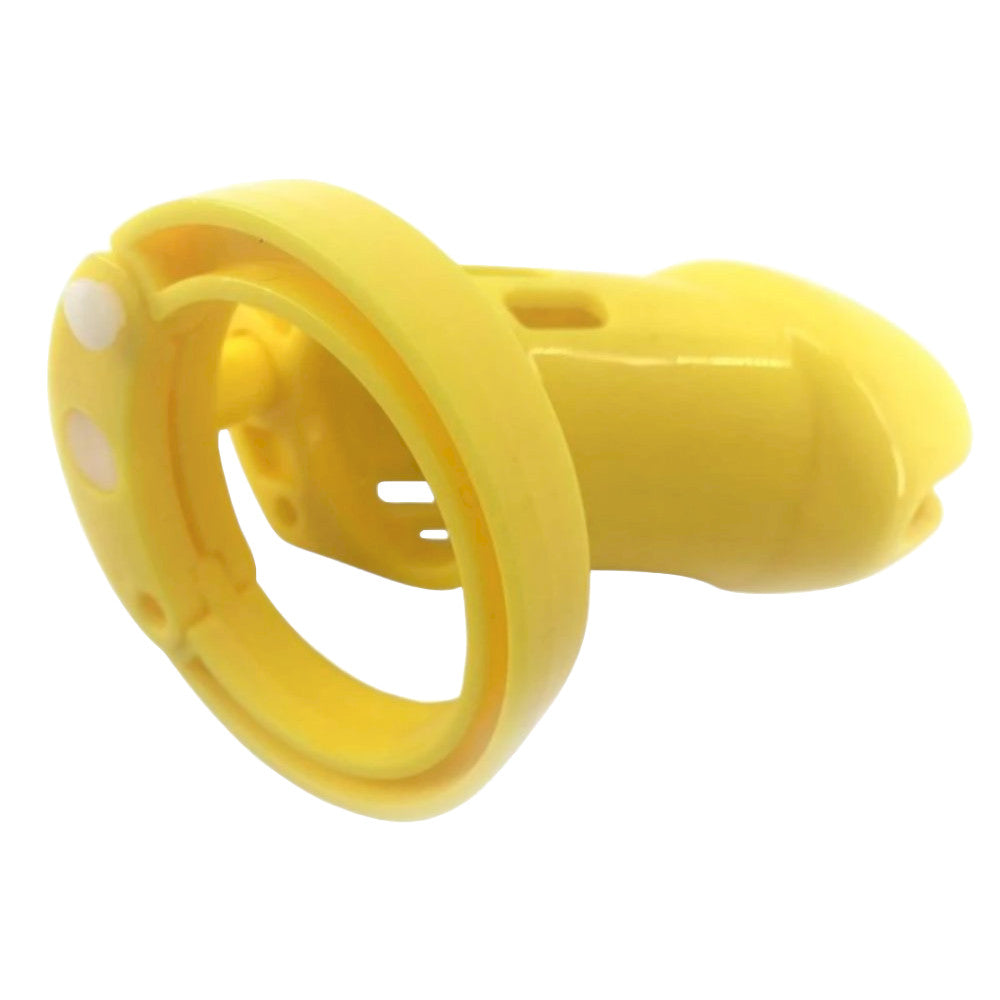 Yellow Silicone Bellied Sissy Male Chastity Device Lock The Cock Cage Product For Sale Image 4