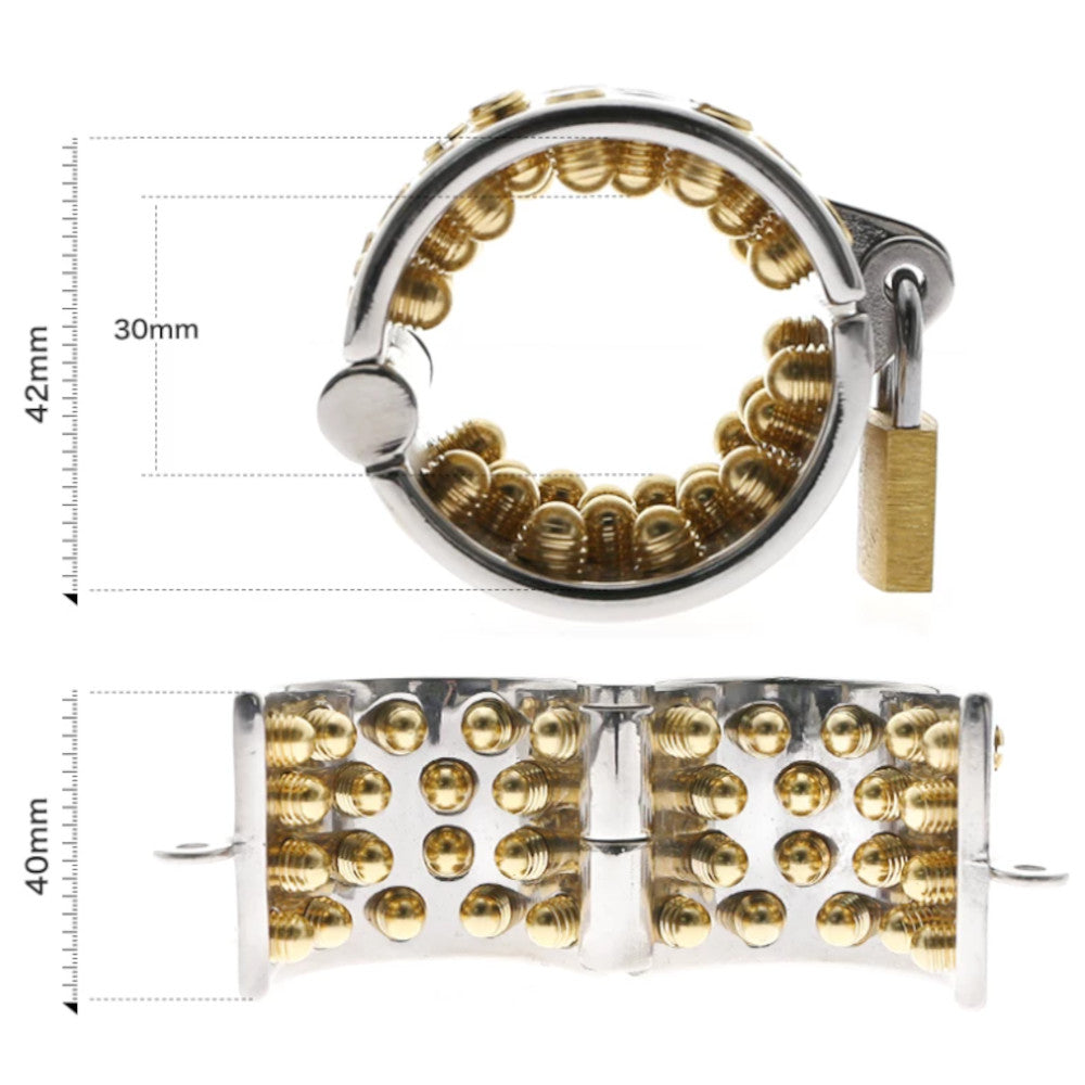 Unleash an ancient allure with our Studded Spiked Cock Ring a sleek metal accessory that transforms your boyfriend's regular profile into the tinder that ignites passion and control.