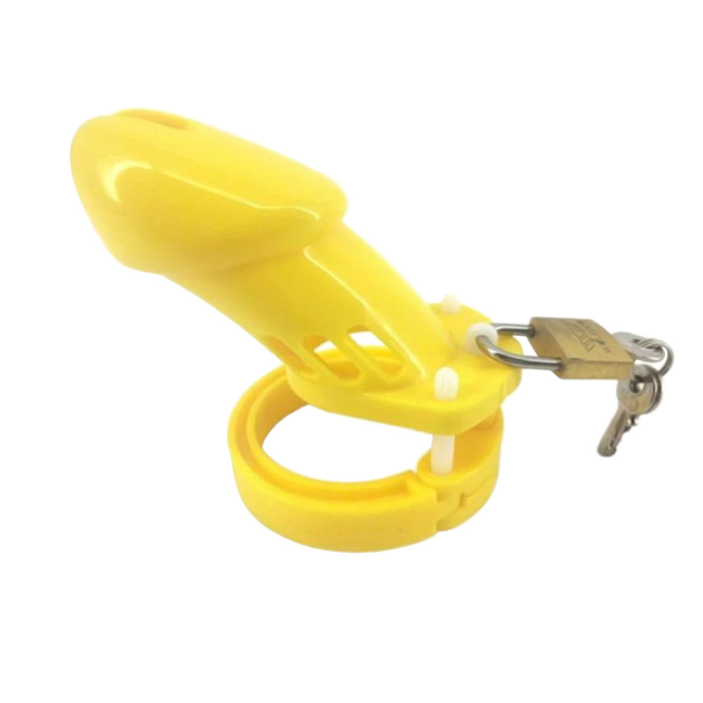Yellow Silicone Bellied Sissy Male Chastity Device Lock The Cock Cage Product For Sale Image 3
