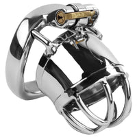 Experience ultimate control with our ergonomic chastity device stainless steel kit. Designed to fit any size, from the smallest to larger, it securely locks your metal cock. The contoured ring ensures comfort by preventing testicle discomfort. Smaller, discreet, and durable hand it over to your mistress soon!