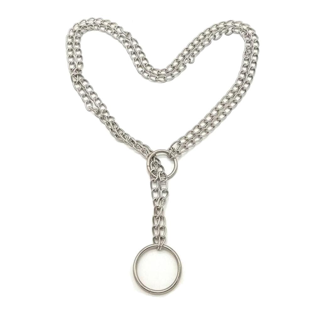 Experience maximum control with the Chastity Stainless Collar a huge chastity accessory that brings your BDSM play to the max. This pretty, dual-layer chain collar offers an extended lockdown around the head, featuring adjustable sizing and an O-ring for versatile use.