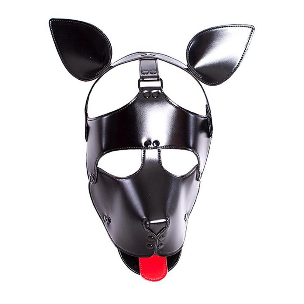 Sultry Black Leather Dog Mask Lock The Cock Cage Product For Sale Image 1