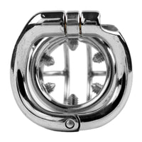 Experience ultimate control with our Spiked Iron Maiden In Distress a stainless steel dick cage featuring a secure screw-lock mechanism. Ideal for flying, TSA-friendly design means no need to remove. With IoT connectivity, embrace submission anywhere.