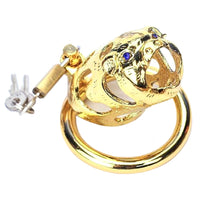 Unlock the power of submission with our exquisite gold cage, designed to minimize negative reactions. Its breathable structure and customizable fit ensure no harmful chemical discomfort, making it perfect for long-term play. Ideal for roleplay, this cage offers control and style in one. Embrace a mini liberation while the durable metal safeguards against unwanted reactions, ensuring a safe, pleasurable experience.