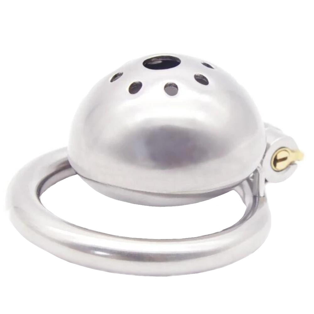 Elevate your BDSM play with the flat cage, mini male steel design that allows pegging and ensures no leak. It enhances control and delay, perfect for all scenarios.