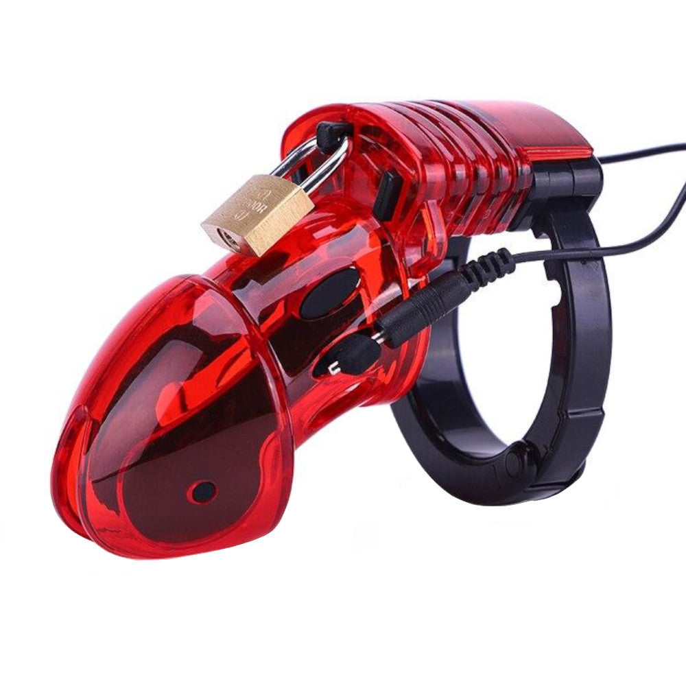 Set your sub's limits to the max with this electrifying chastity cage! Adjustable timer and intensity settings offer extended play, perfect for those ready to submit to thrilling CBT. Crafted from medical-grade materials for safe, exhilarating experiences.