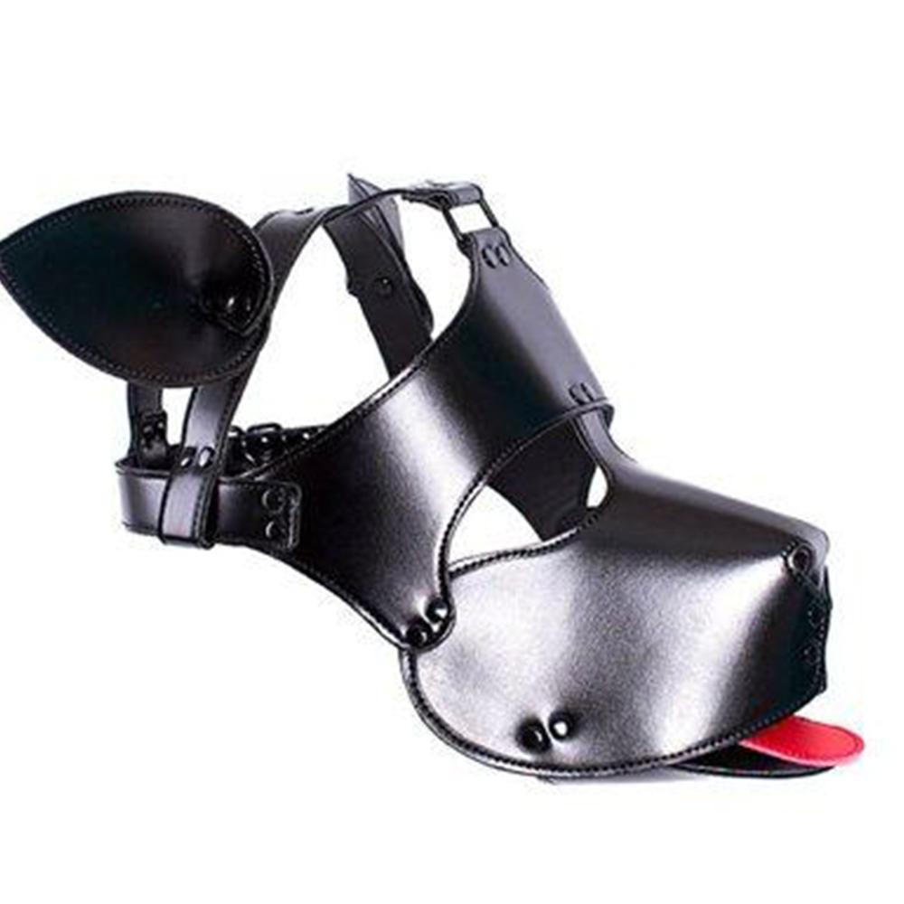 Sultry Black Leather Dog Mask Lock The Cock Cage Product For Sale Image 3