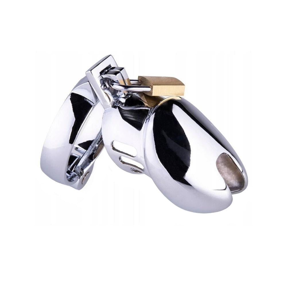 Unleash your inner slut and surrender control with this steel Lockthecock kit. Perfect for chastity and BDSM play, feel its weight as a reminder while you lick and suck, longing for her pussy.