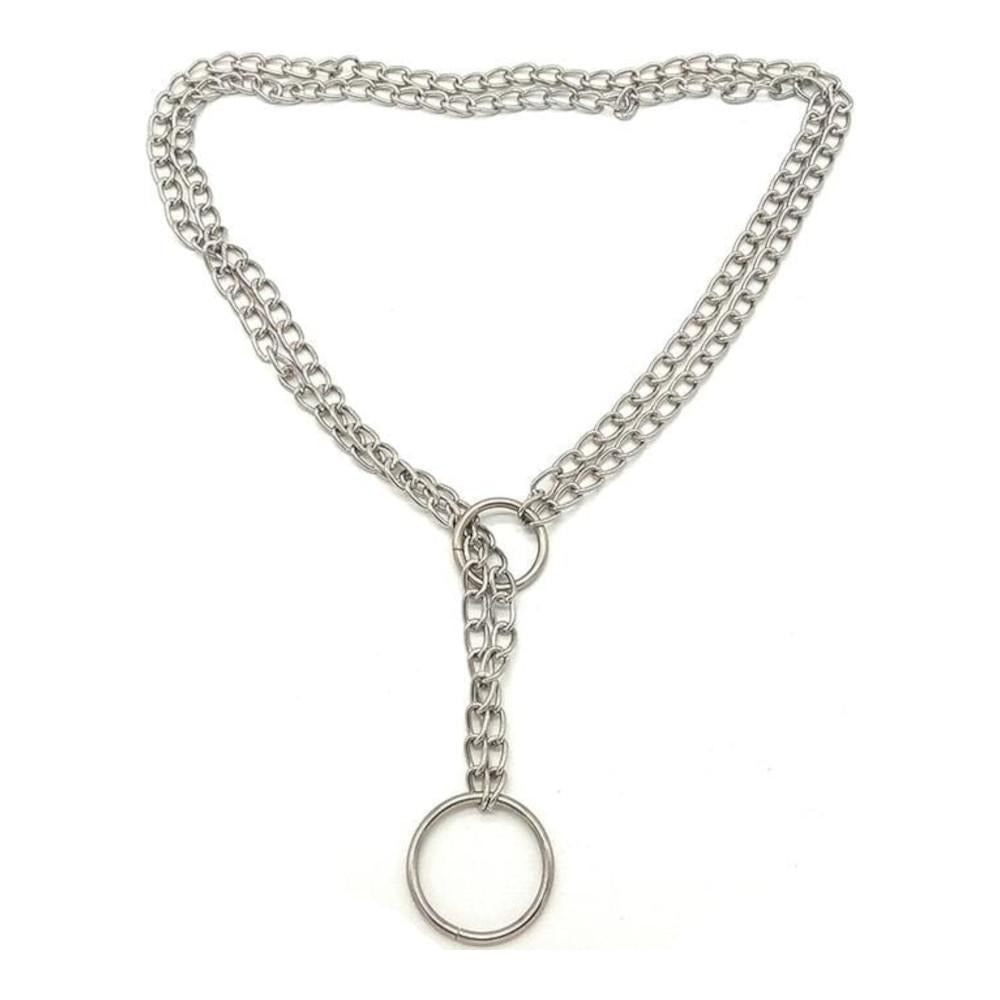 Lock in control with the Locked Twice Secured Metal Chastity Collar. Cold iron wraps firmly like duct tape, removing any chance of escape. Exert femdom penis dominance over the negative dick. Stylish chains and cloth accents make it unyielding yet elegant.