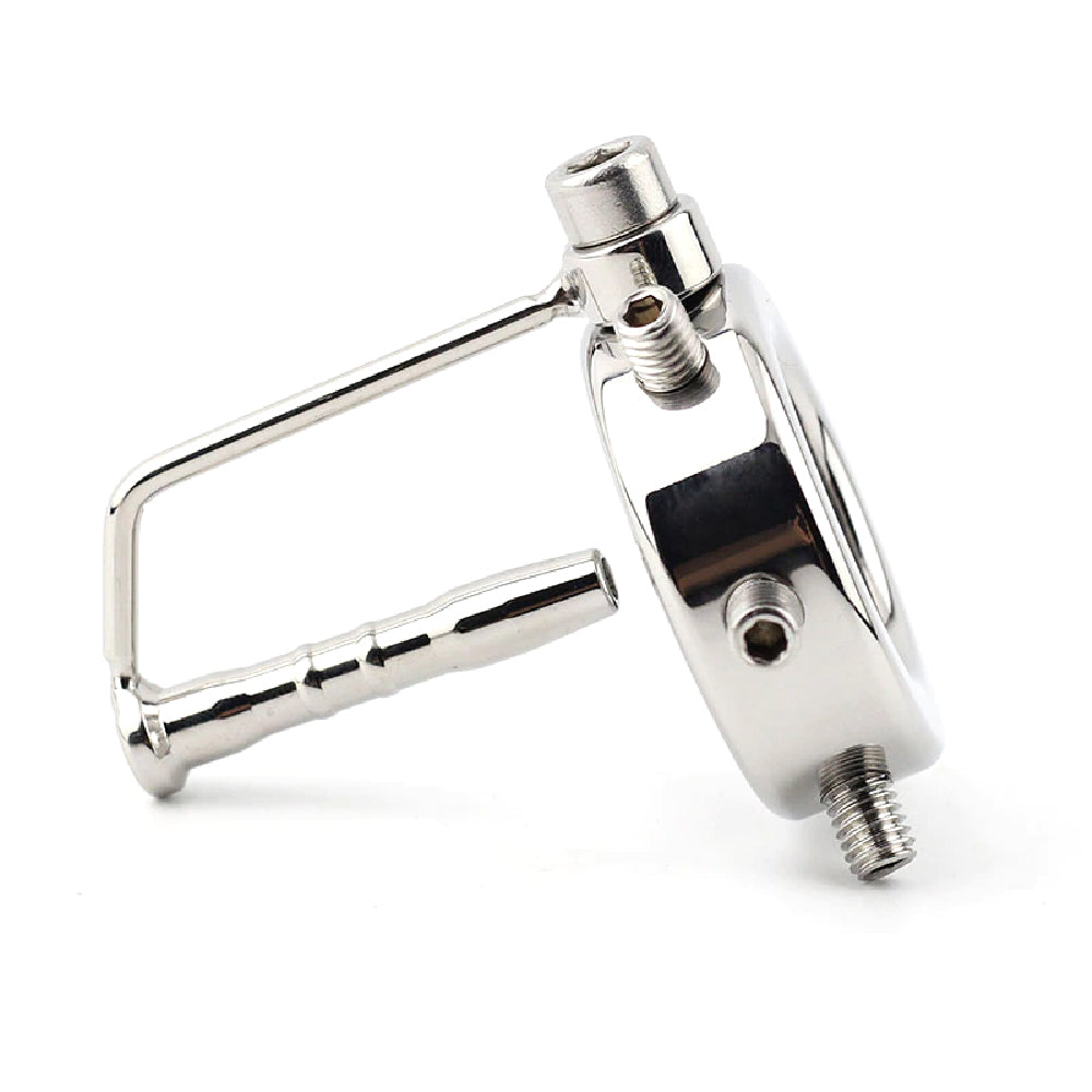 Experience hardcore control with our stainless steel 'Ring of Torture' device CBT. This weighty ring tightens around your manhood with adjustable screws and includes a urethra chastity plug, keeping your motivation securely behind steel. Join our community embracing next-level restraint.