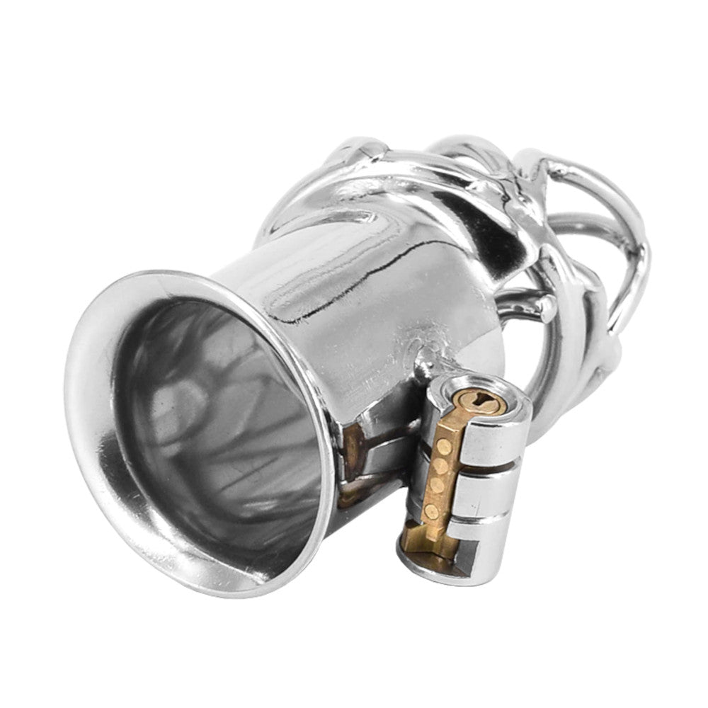Own your desire and keep control with this Chastity body. This cage turns your urges into an enemy, allowing men to redefine intimacy. Shots of pleasure are kept at bay, deepening connections.