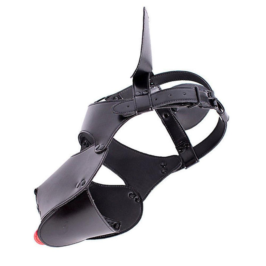 Sultry Black Leather Dog Mask Lock The Cock Cage Product For Sale Image 24
