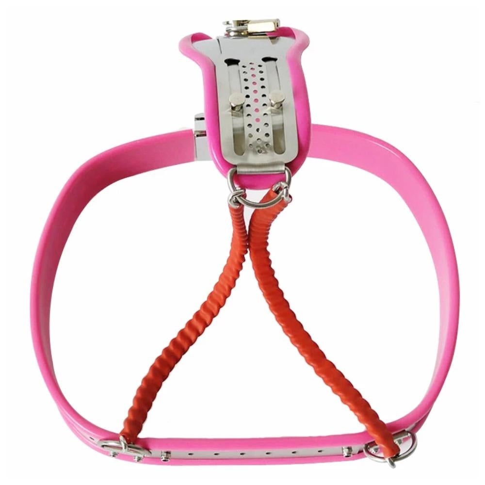 Experience the thrill of hidden desire with our long metal device. Comfortable to wear under clothes, it keeps his pleasures hidden behind sleek stainless steel. Perfect for those who enjoy the excitement of hiding in plain sight.