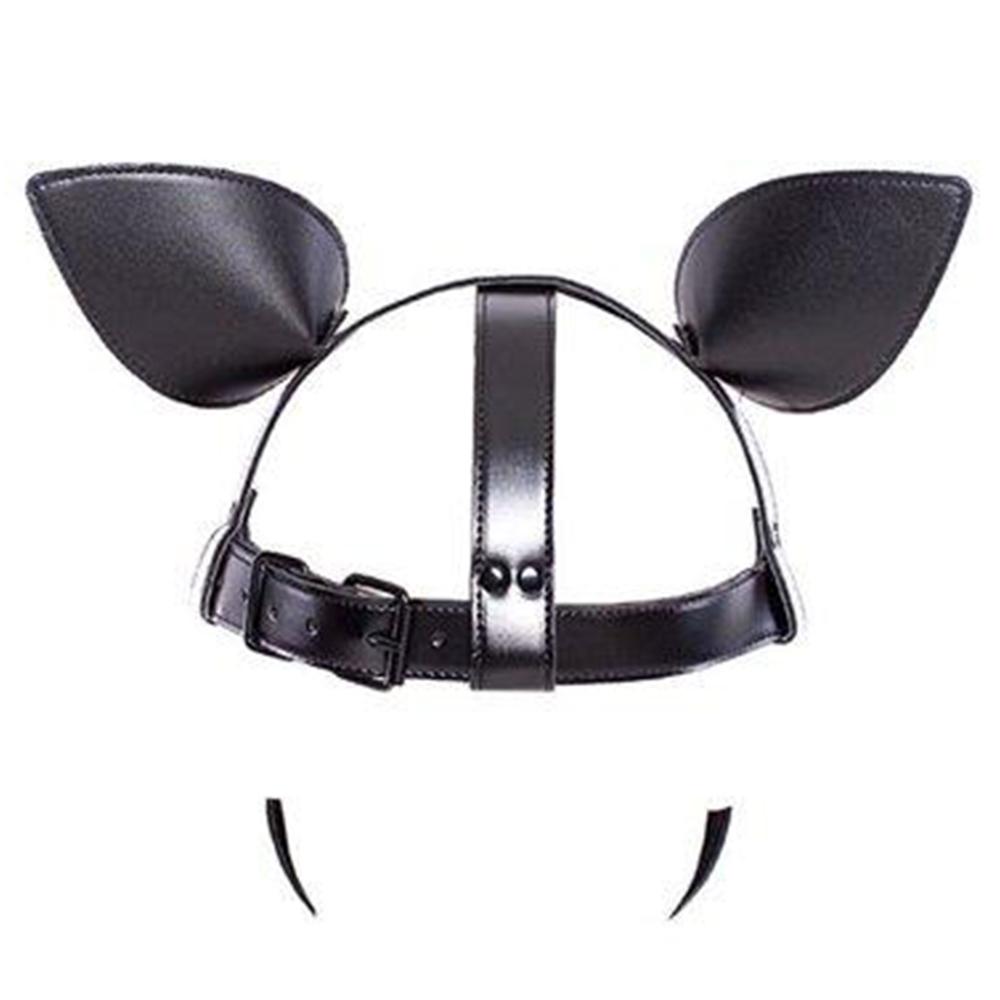 Sultry Black Leather Dog Mask Lock The Cock Cage Product For Sale Image 6