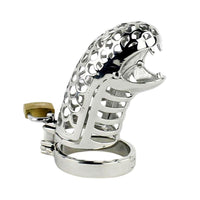 The Basilisk Metal cage, a unique Chastity long masterpiece, blends artistry with unbreakable durability. Its stable design features adjustable rings for a custom fit, embodying strength and control.