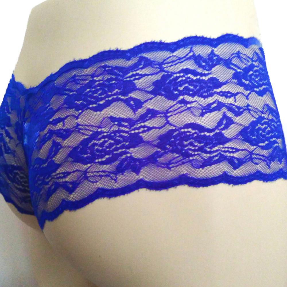 Gift your sissy with this blue lace panty featuring a flower motif. It cradles like a cup, embodies erotica, and is perfect for pairing with a sissy chastity cage. Call it woodsy bliss!