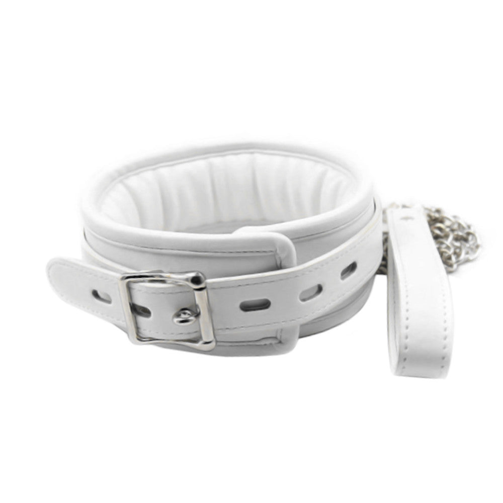 This elegant white Vegan Leather collar and leash set is firm yet soft, fully adjustable for any neck size. Turn your enemy into your ally, be the mistress of your stable. Perfect for growing intimacy.