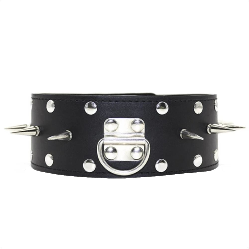Punky Black Collar With Leash Lock The Cock Cage Product For Sale Image 2
