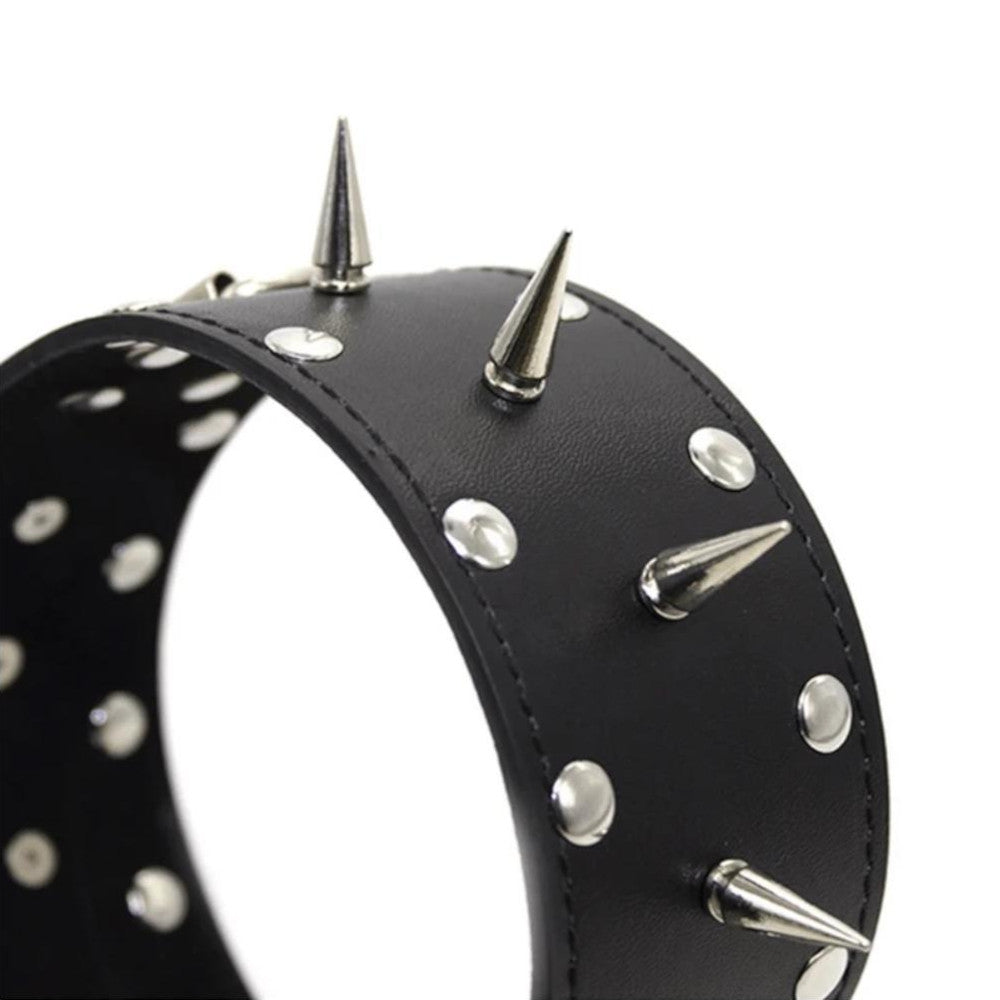 Punky Black Collar With Leash Lock The Cock Cage Product For Sale Image 4