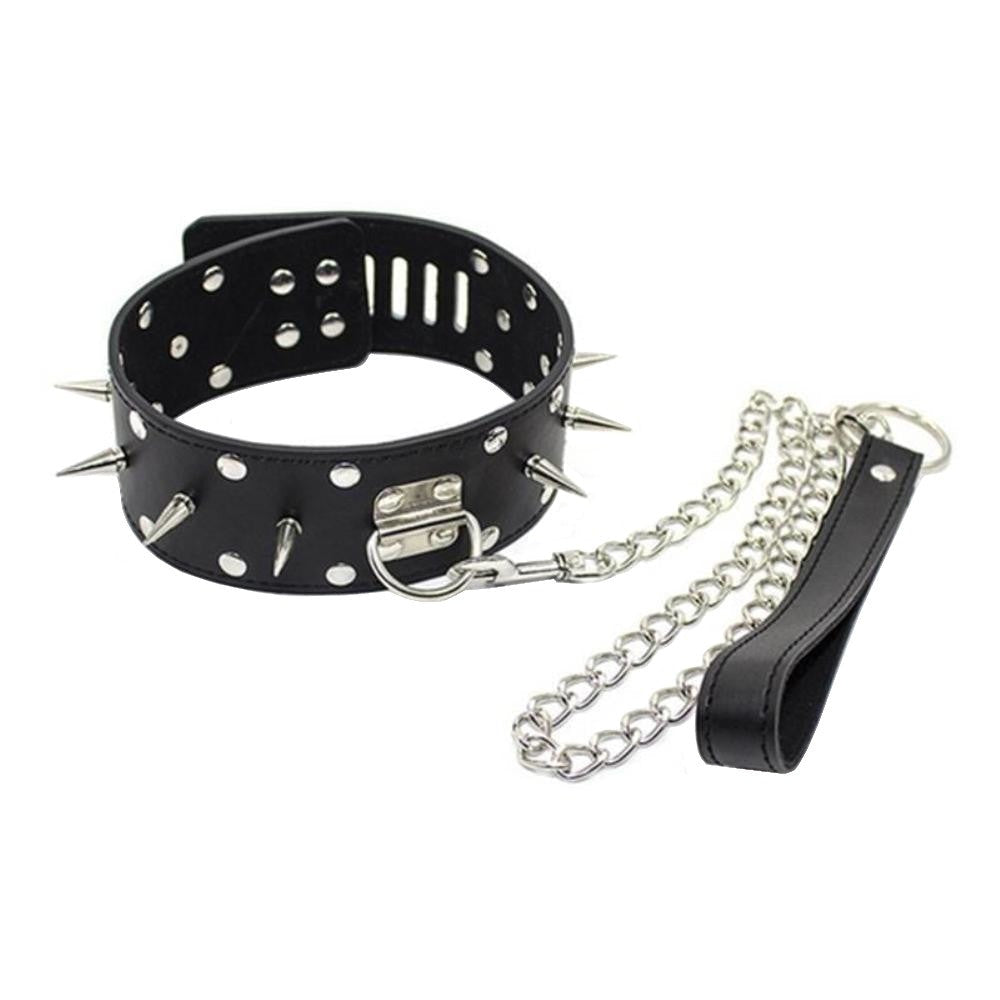Punky Black Collar With Leash Lock The Cock Cage Product For Sale Image 1