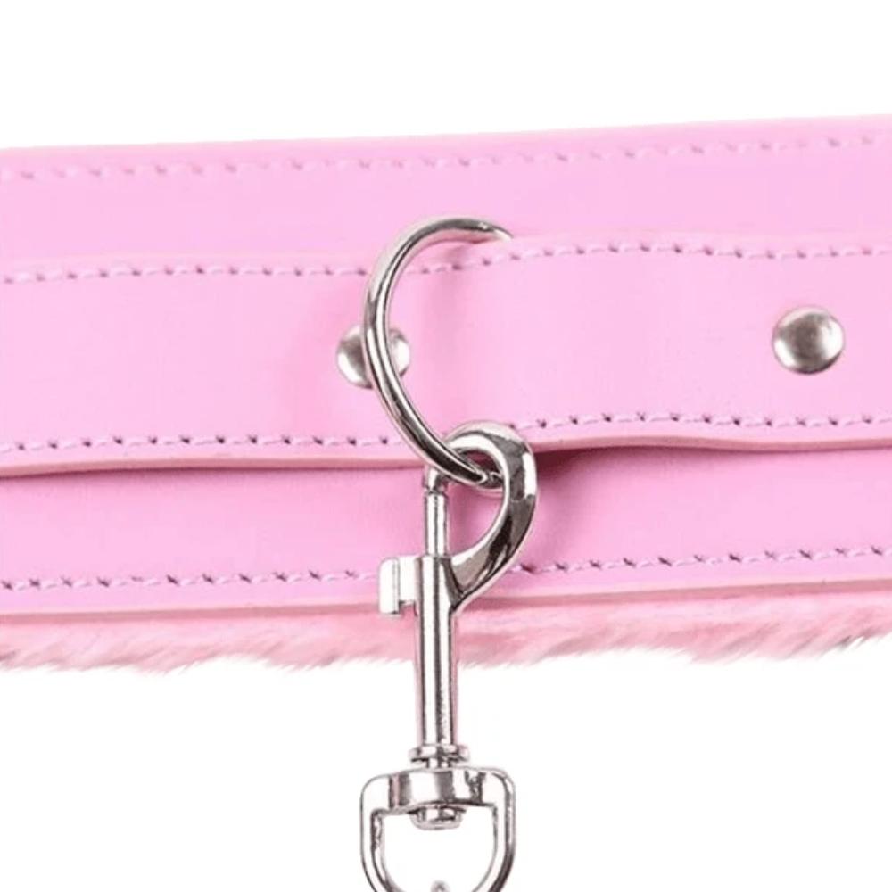 Sweet 'n Sexy Pink Leather Collar With Leash Lock The Cock Cage Product For Sale Image 4