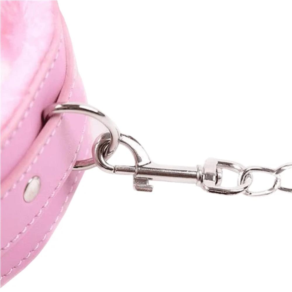 Sweet 'n Sexy Pink Leather Collar With Leash Lock The Cock Cage Product For Sale Image 3