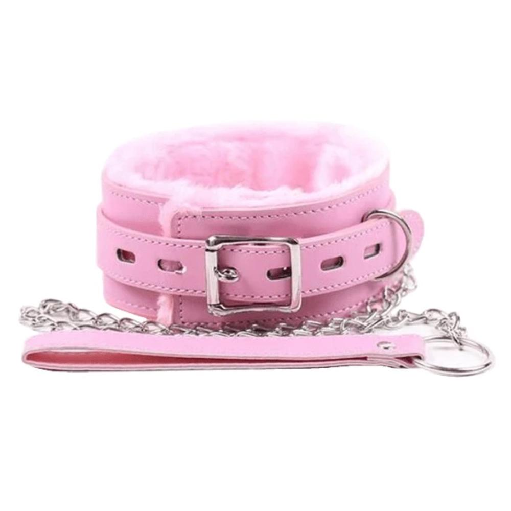 Sweet 'n Sexy Pink Leather Collar With Leash Lock The Cock Cage Product For Sale Image 1