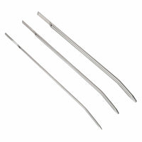 Reach deep pleasure with this stainless steel chastity cage urethral plug. Its curvy design explores hidden spots, whether you're on your knees or lap. Made from brushed metal, it's durable, easy to clean, and will drive you mad.