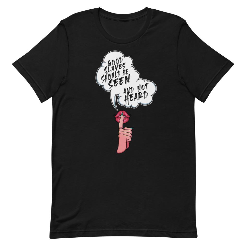 Her Lips Seen and Not Heard T-Shirt Lock The Cock Cage Product For Sale Image 2