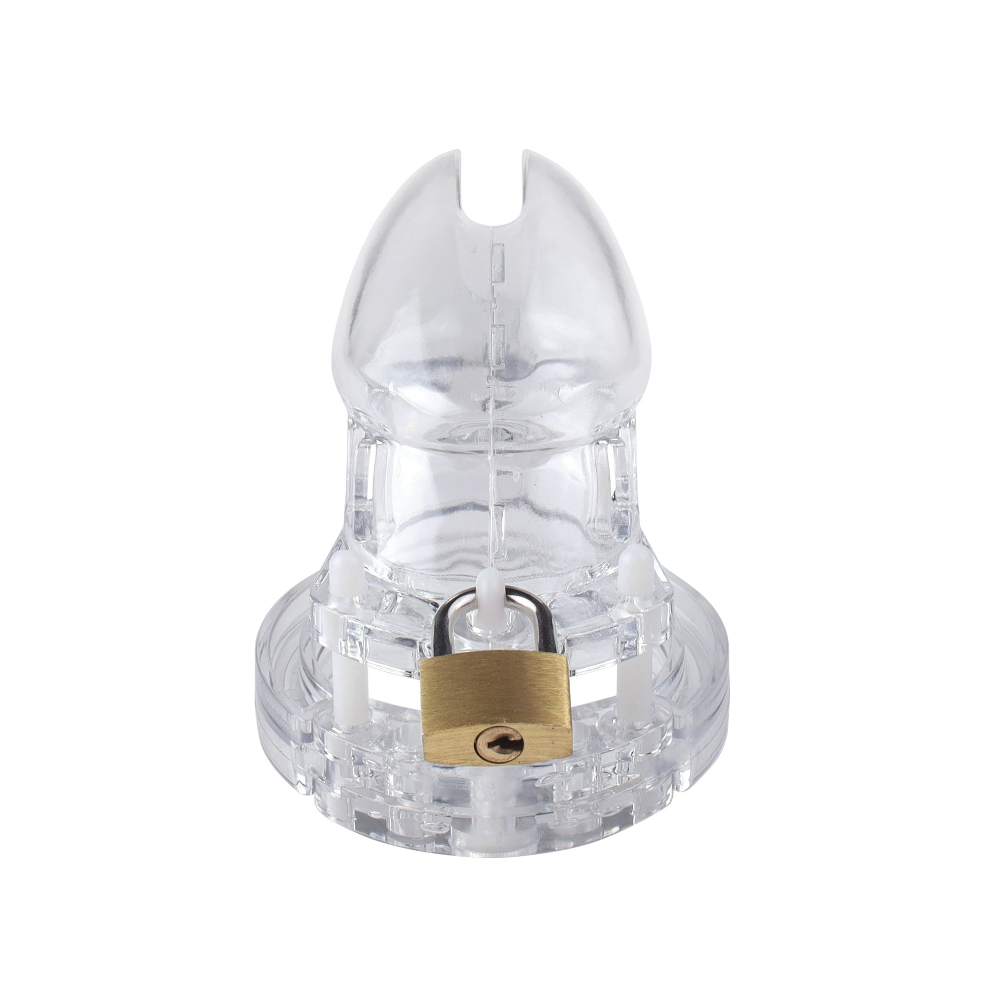Feel the unbreakable security of this lightweight transparent plastic cage, solving problems of discomfort. With customizable ring sizes, it&#39;s a medical-grade tool preventing harmful irritations, ensuring you&#39;re secure without thoughts of removal. Perfect for teasing with a flat cage design.