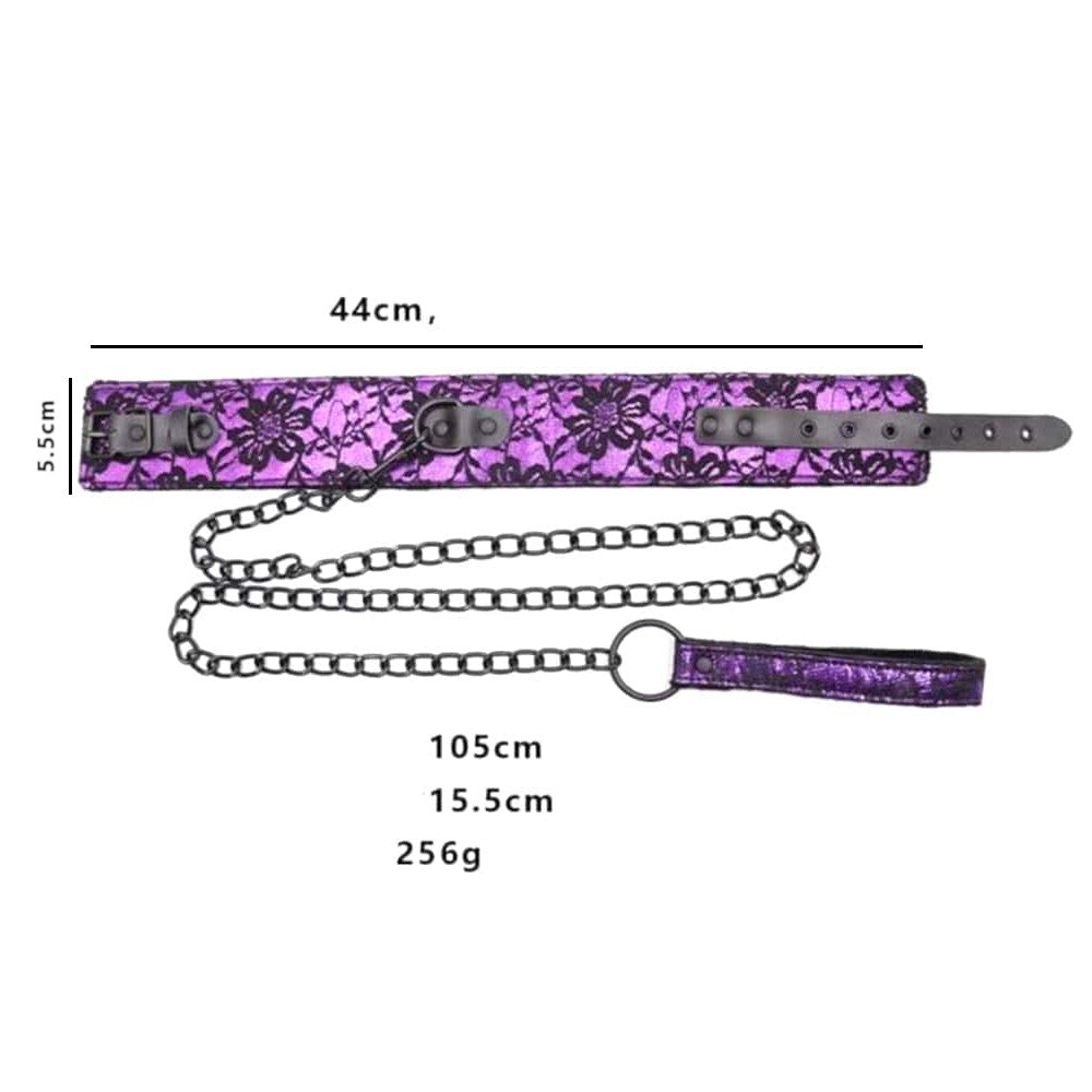 Mistress BDSM Purple Collar With Leash