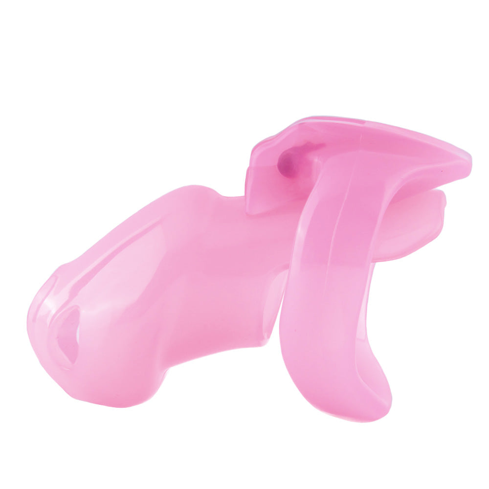 Secure your femininity with this nub-sized cagink that&#39;s perfect for sissies. This tight, pink resin trainer is discreet under clothes, ensuring smaller anatomy stays locked and inverted desires unfulfilled.