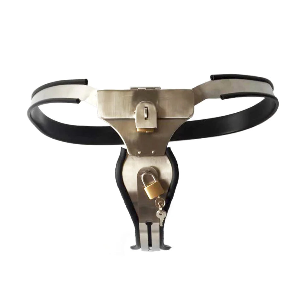 Discover ultimate control with our Delicious Double Penetration Female Chastity Belt. Optional dildo plugs enable pegging and electrosex experiences, enhancing penetration play while restricting handjob access for heightened tease.