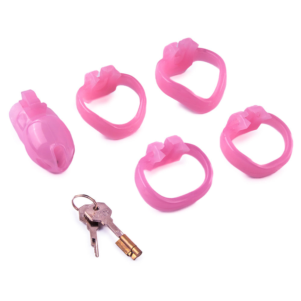 Elevate your sissy style with this pink resin cage perfect for hardcore wearers seeking comfort and control. Shower-friendly and secure, the key stays out of reach, and its non-metal design won&#39;t trigger detectors. Embrace a new level of femininity!
